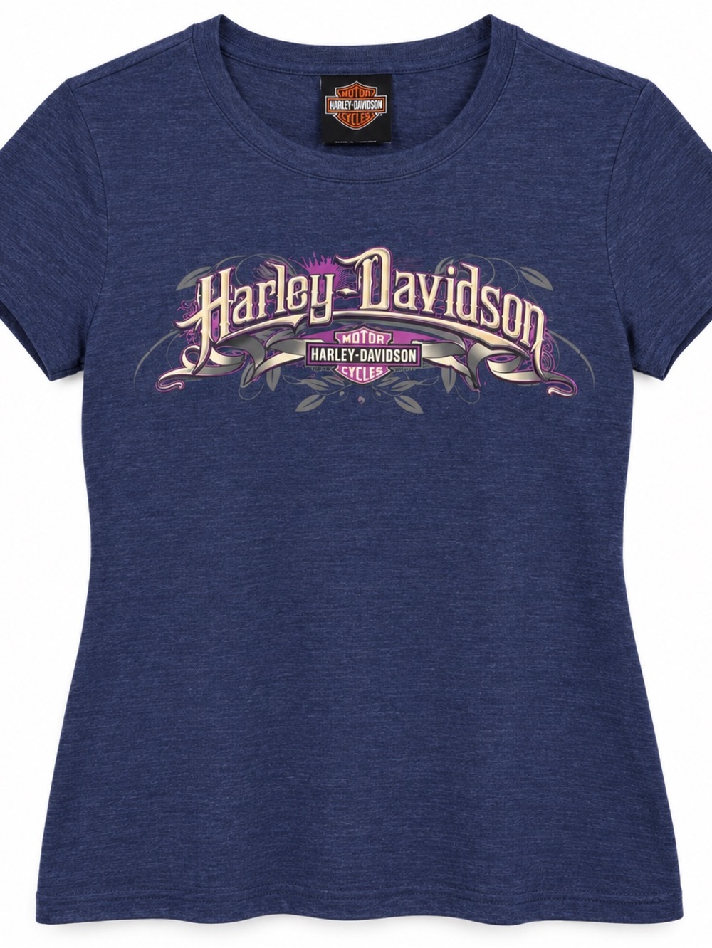 Harley Davidson Daytona Beach FL Navy Graphic Tee Womens